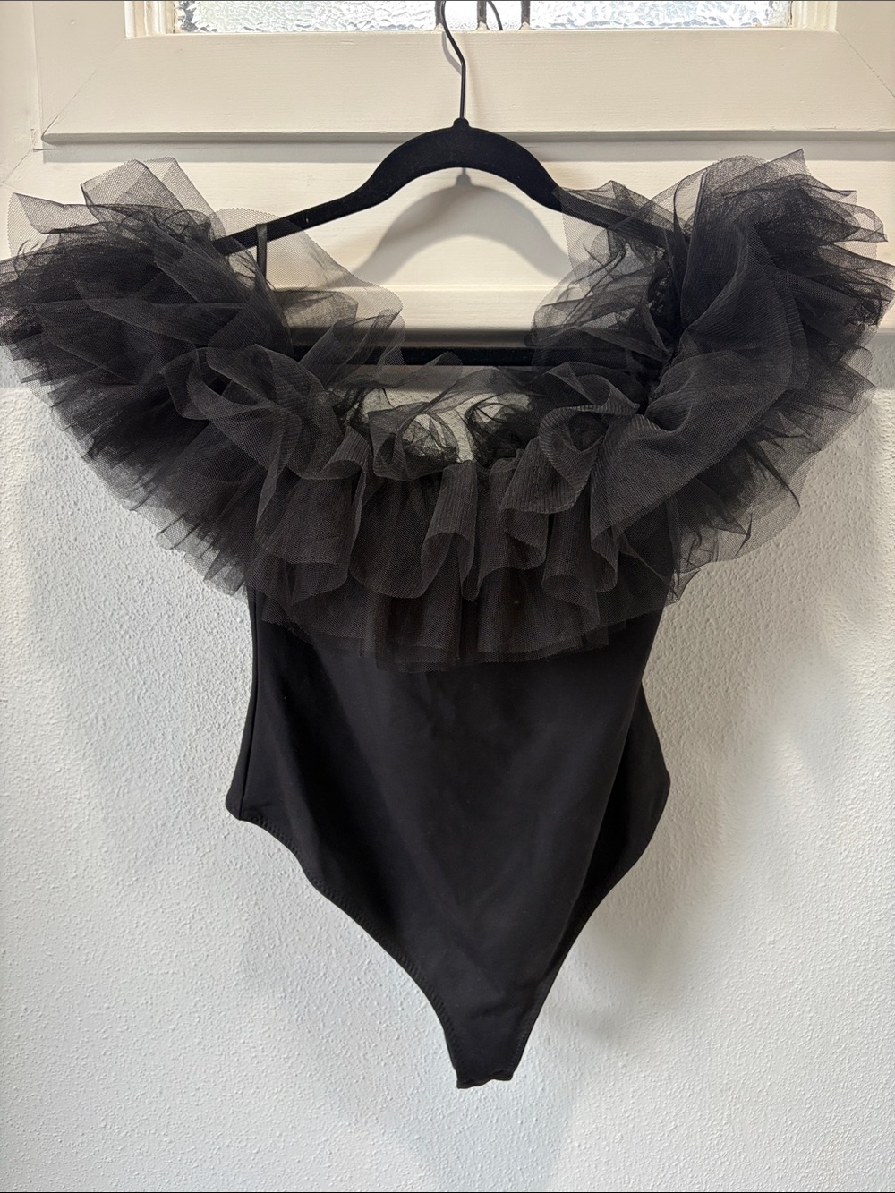 Free People Black Tulle Ruffle Bodysuit - Picture 5 of 9